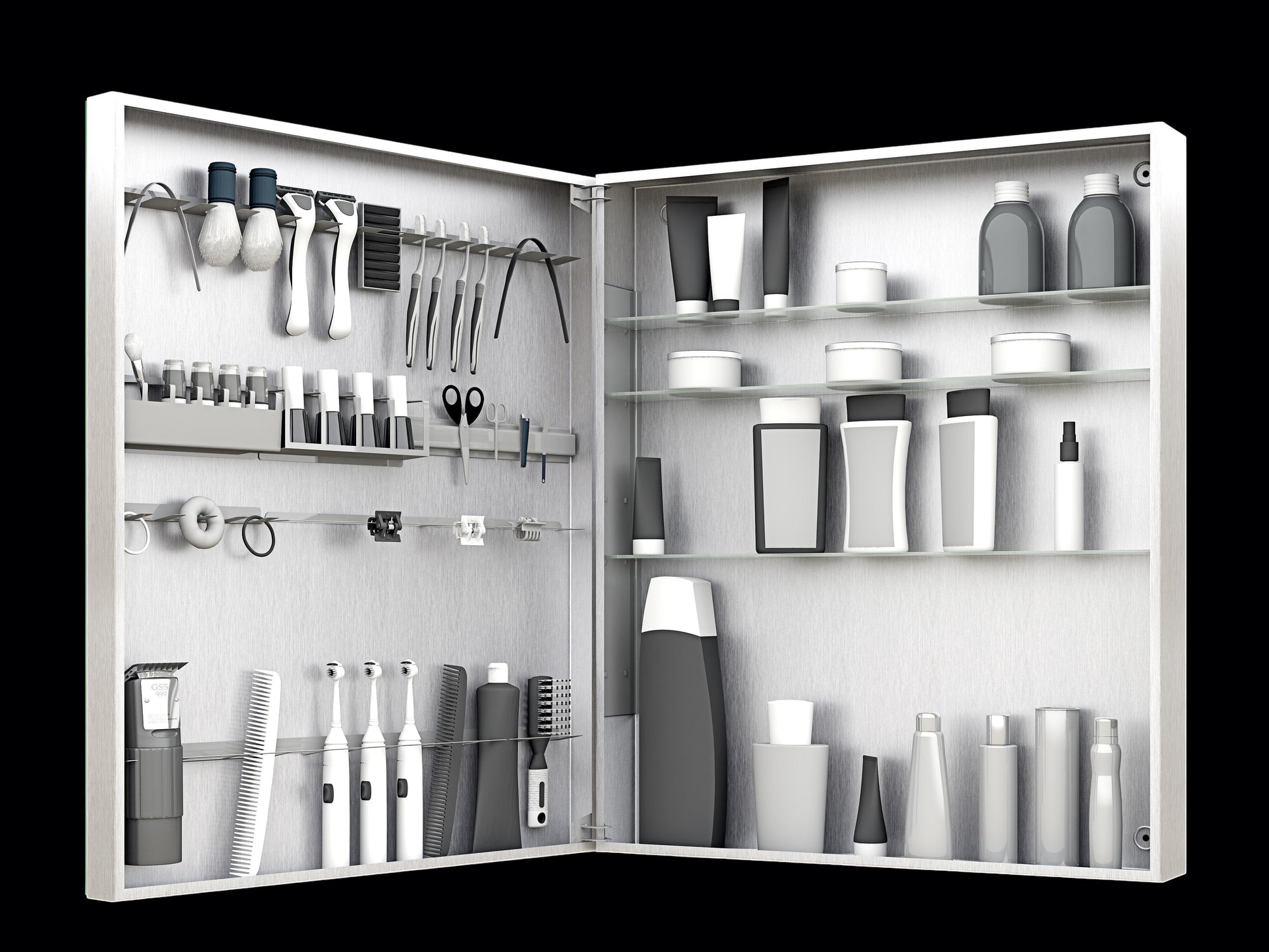 Vanitibox Family Bathroom Mirror Cabinet - Brushed Finish