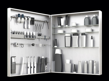 Vanitibox Family Bathroom Mirror Cabinet - Brushed Finish