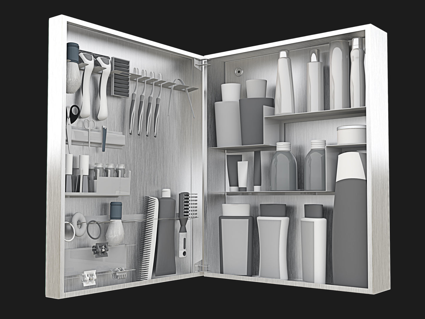 Vanitibox Family Bathroom Mirror Cabinet - Brushed Finish