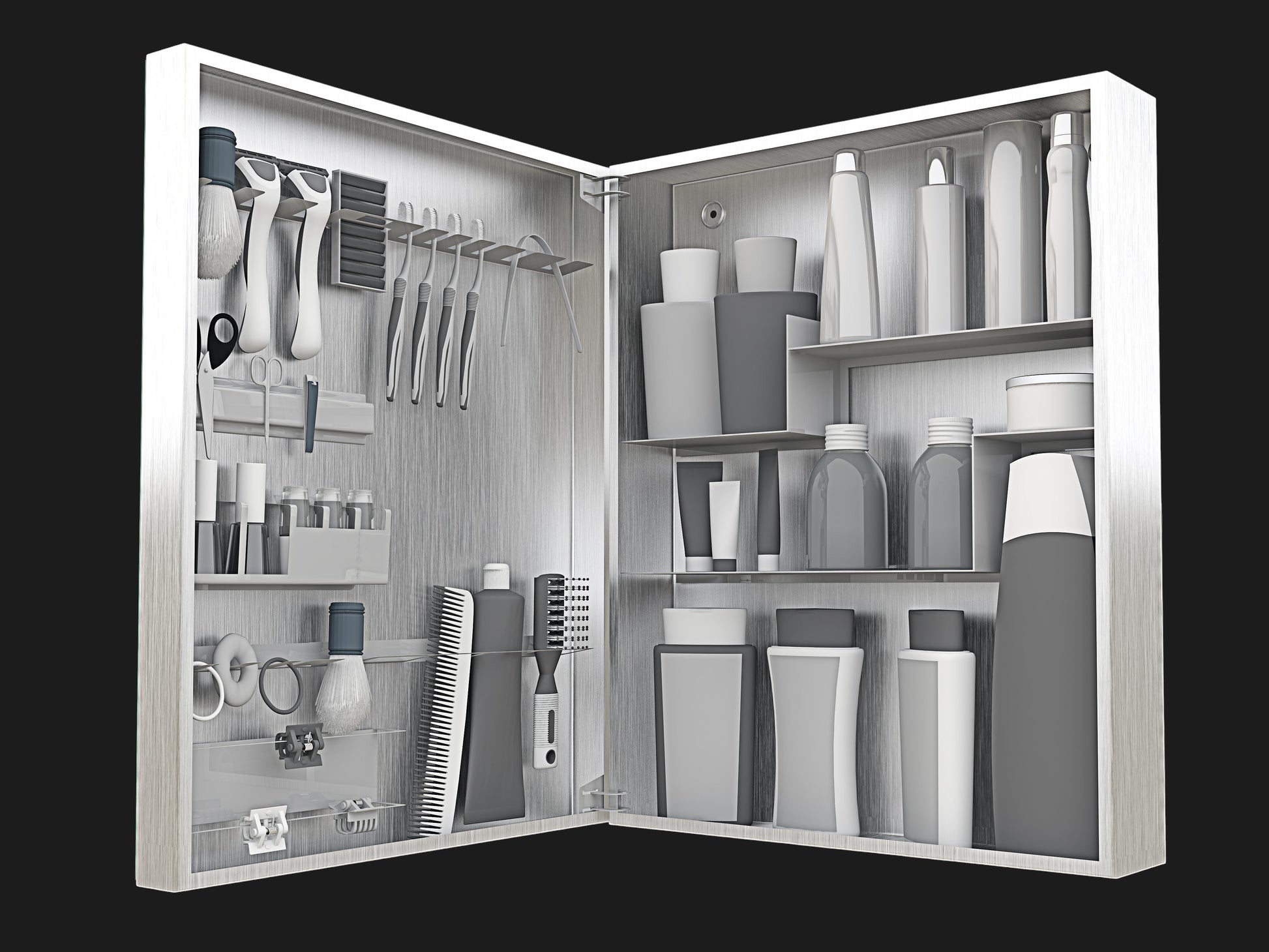 Vanitibox Family Bathroom Mirror Cabinet - Brushed Finish