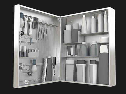 Vanitibox Family Bathroom Mirror Cabinet - Brushed Finish