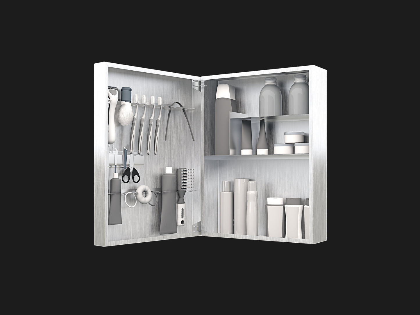 Vanitibox Family Bathroom Mirror Cabinet - Brushed Finish