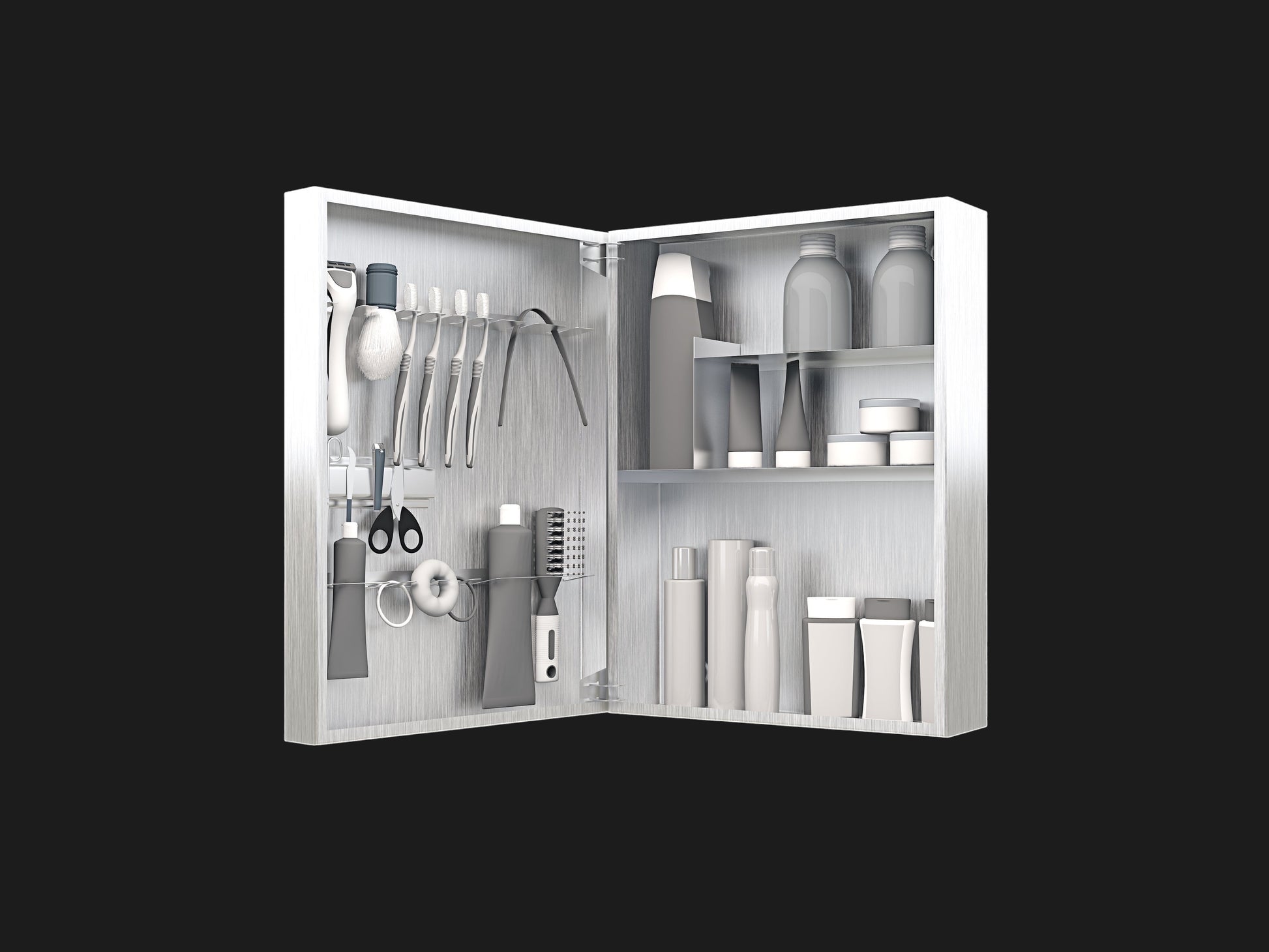 Vanitibox Family Bathroom Mirror Cabinet - Brushed Finish