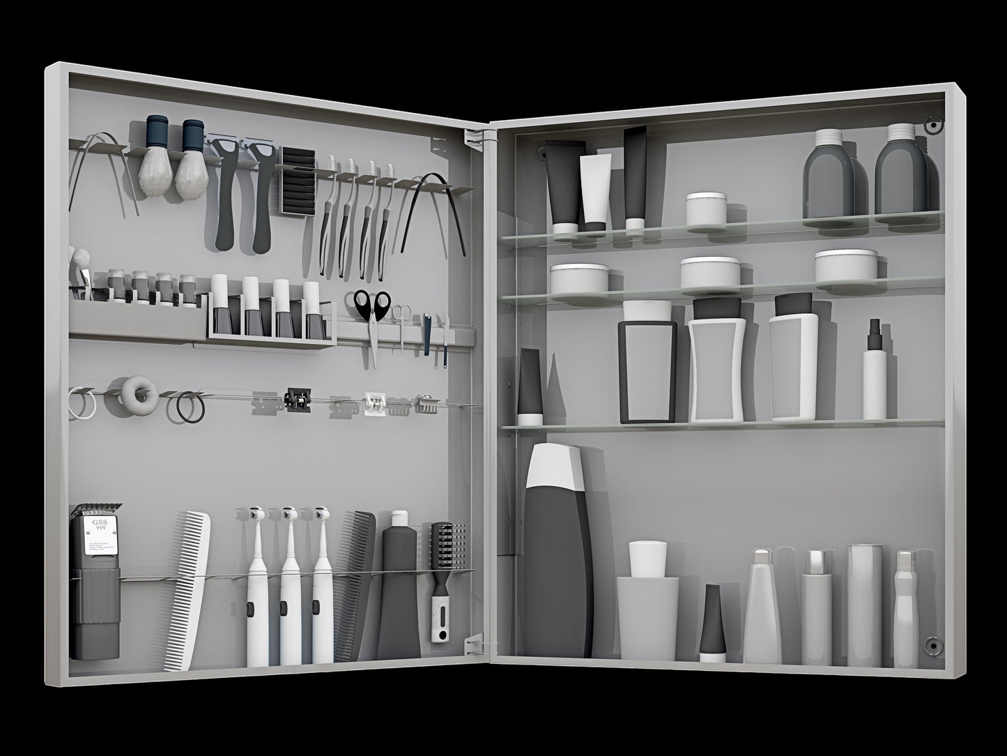 Vanitibox Family Bathroom Mirror Cabinet - Mirror Finish