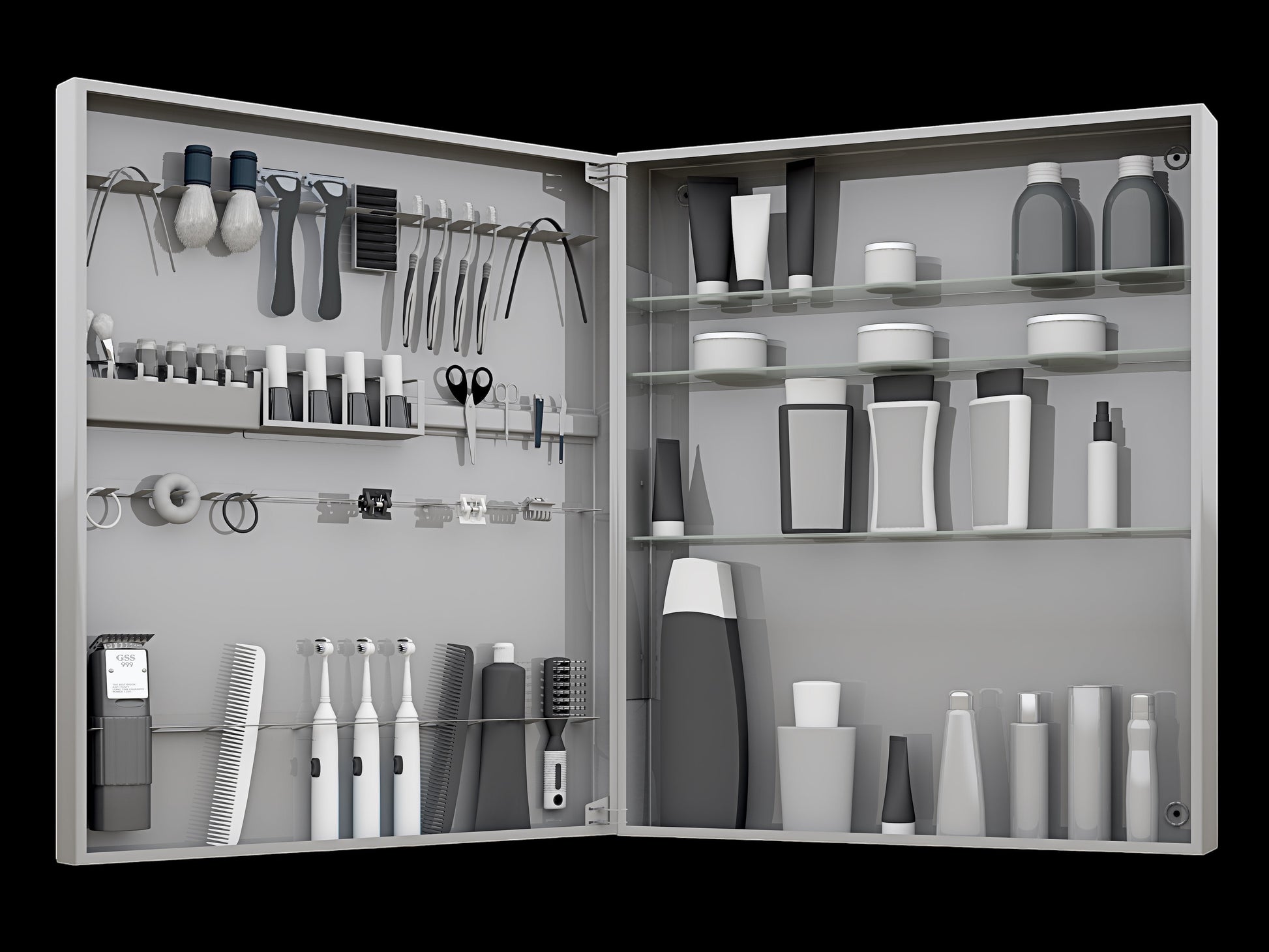 Vanitibox Family Bathroom Mirror Cabinet - Mirror Finish