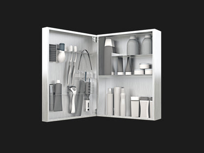 Vanitibox Men's Bathroom Mirror Cabinet - Brushed Finish