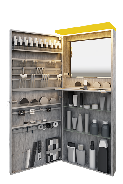 Vanitibox Makeup Armoire with Diffused LED Bar- Brushed Finish
