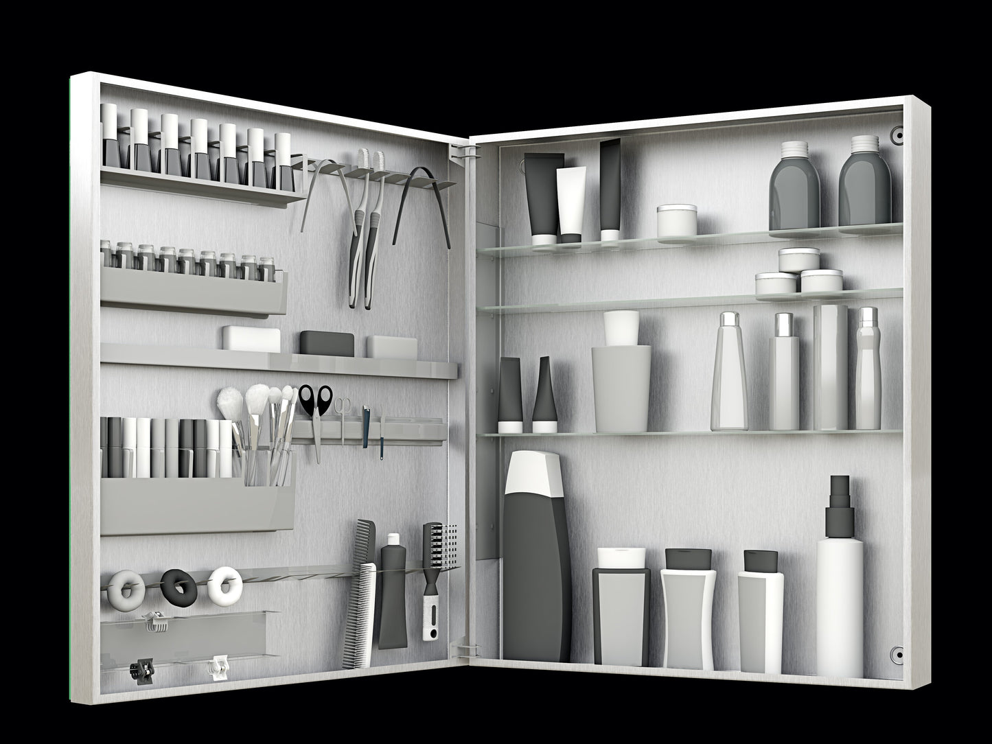 Vanitibox Women's Bathroom Mirror Cabinet - Brushed Finish